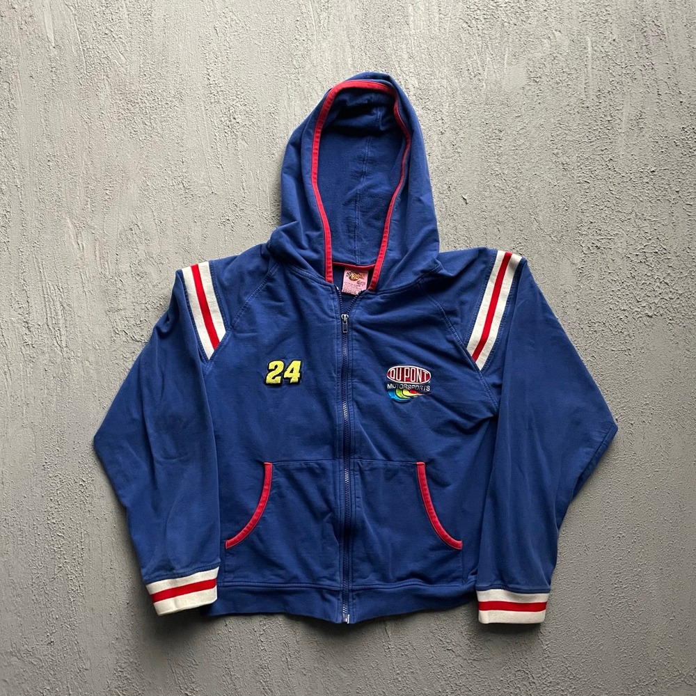 Vintage DuPont Motorsports Full Zip Hoodie Women medium Blue Y2k Winners Circle